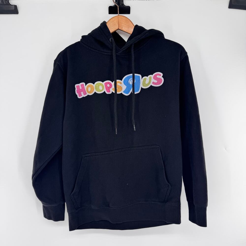 Hoops R Us Hoodie Youth Large Estimated Black Basketball Pullover 19x22